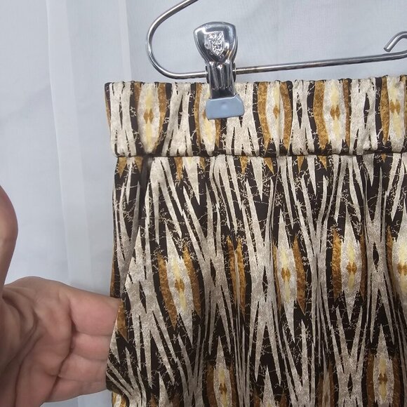 Vintage Chico's Brown Tan Tribal Boho Skirt Retro A-Line 2 (L) - Picture 4 of 10